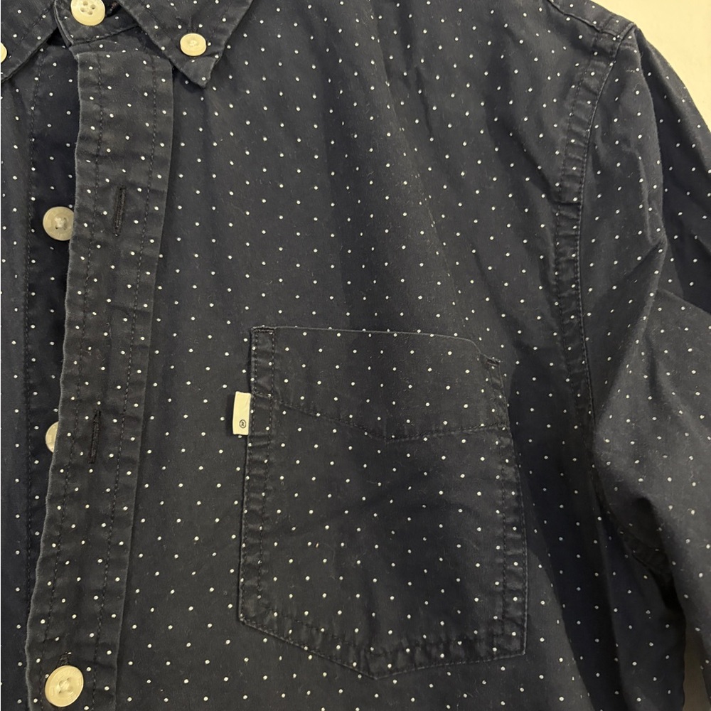 Levi's Dark Blue Polka Dot Button Down Shirt - Picture 2 of 3